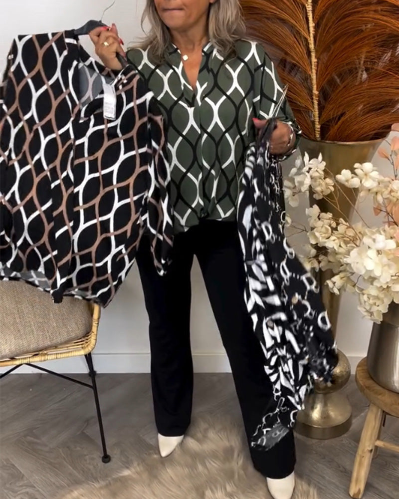 Janny | Lässige Bluse mit Muster und langen Ärmeln