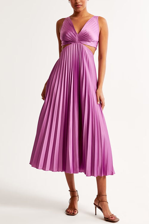 Damen Elegantes Plissiertes Kleid | Maxi