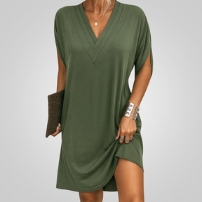 Damen Elegantes Fließendes Kleid | V-Ausschnitt