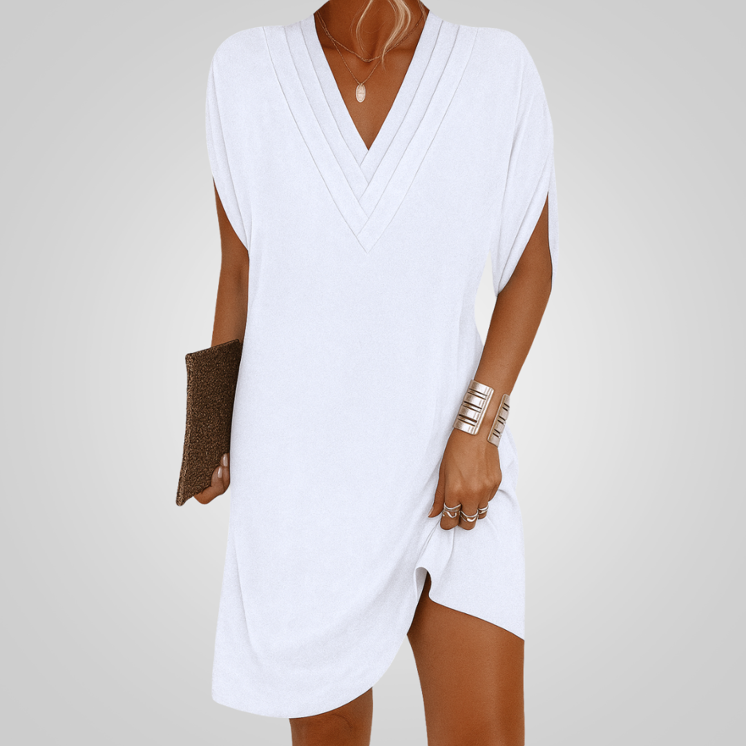 Damen Elegantes Fließendes Kleid | V-Ausschnitt