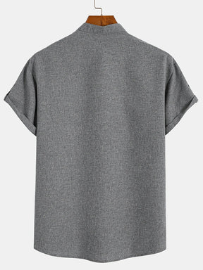 Men’s Kurzarm Stehkragenhemd | Elegant & Leicht