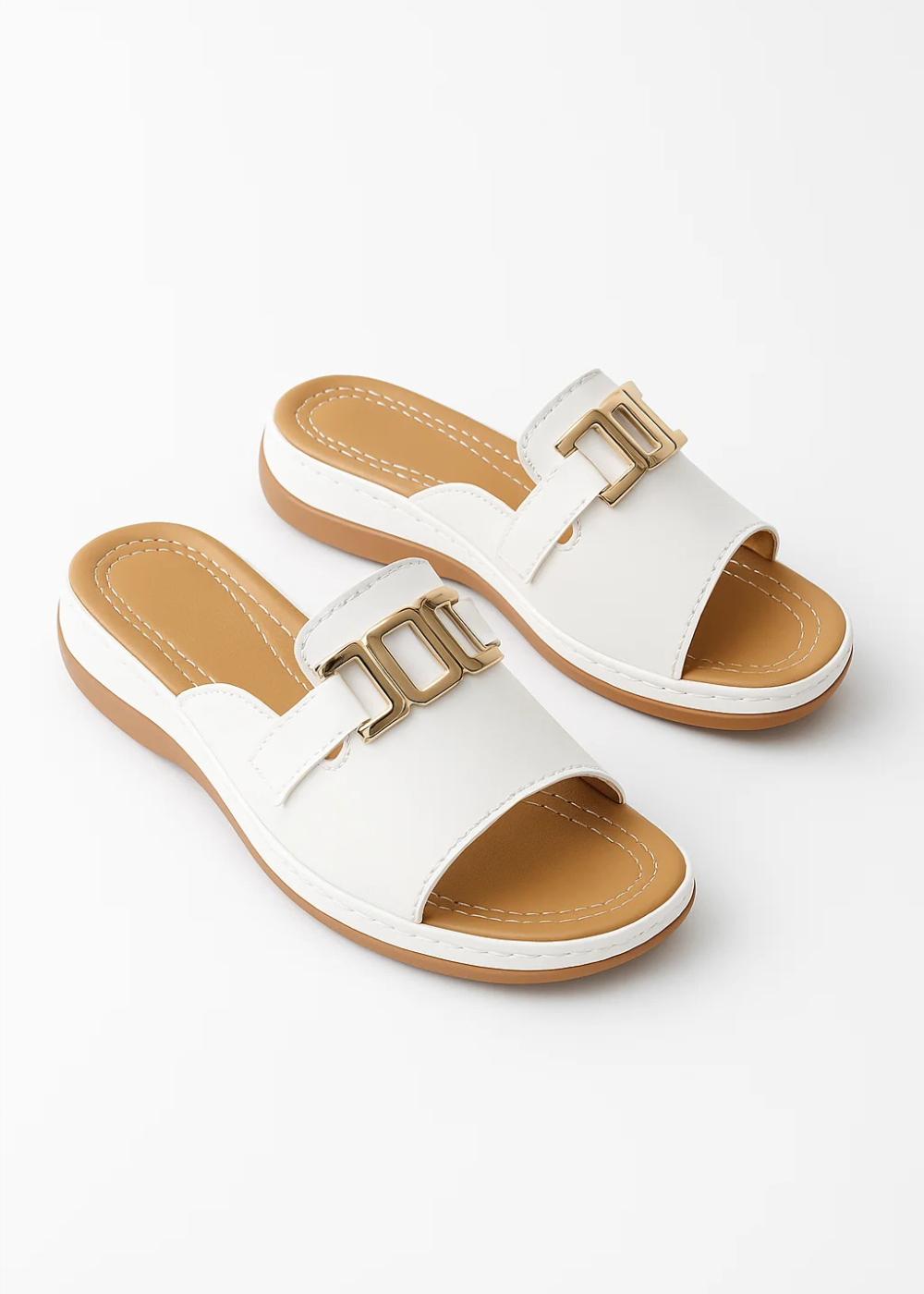 Bianca Sandalen | Riemen Mit Goldschnalle