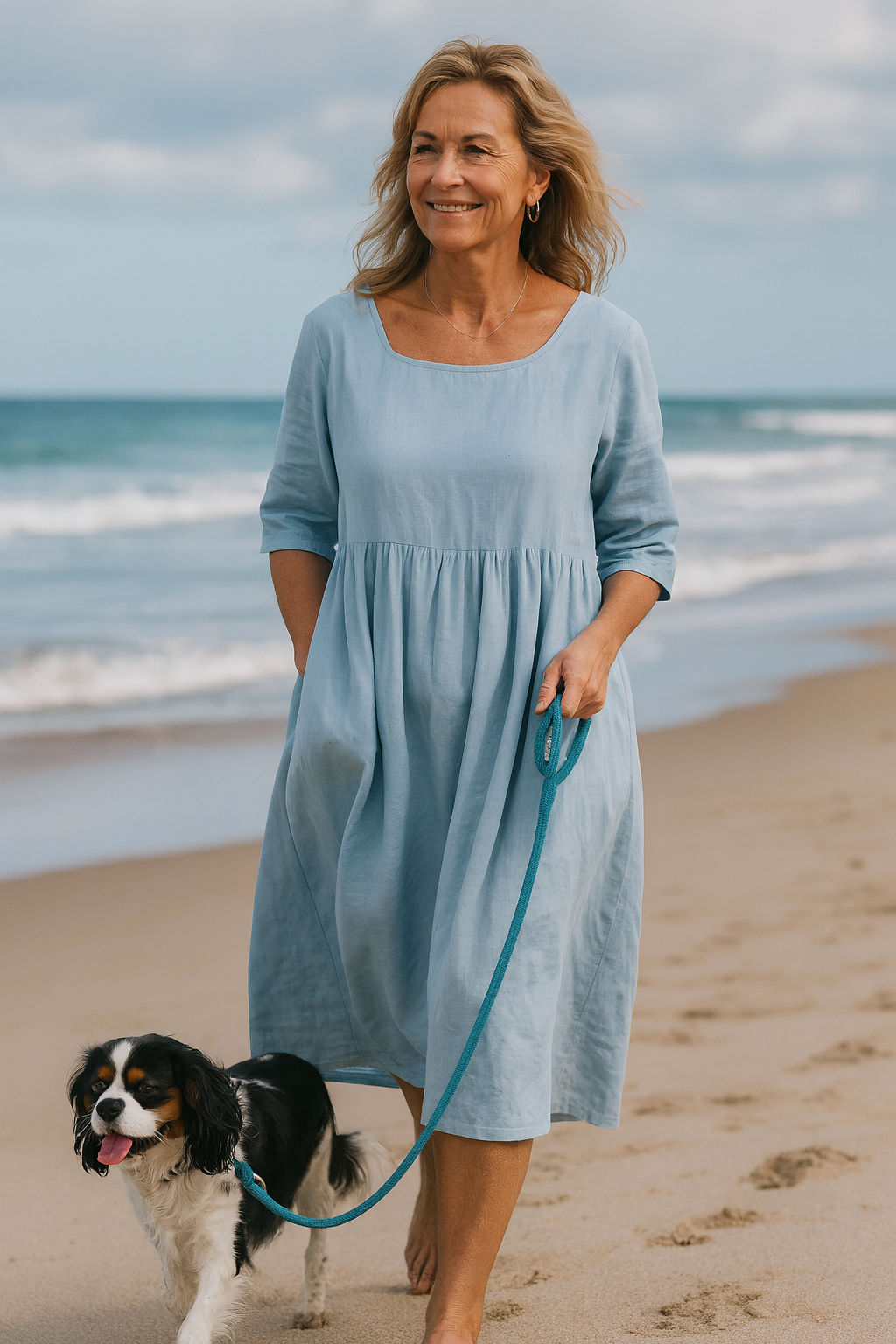 Damen Leichtes Baumwollkleid | Midi