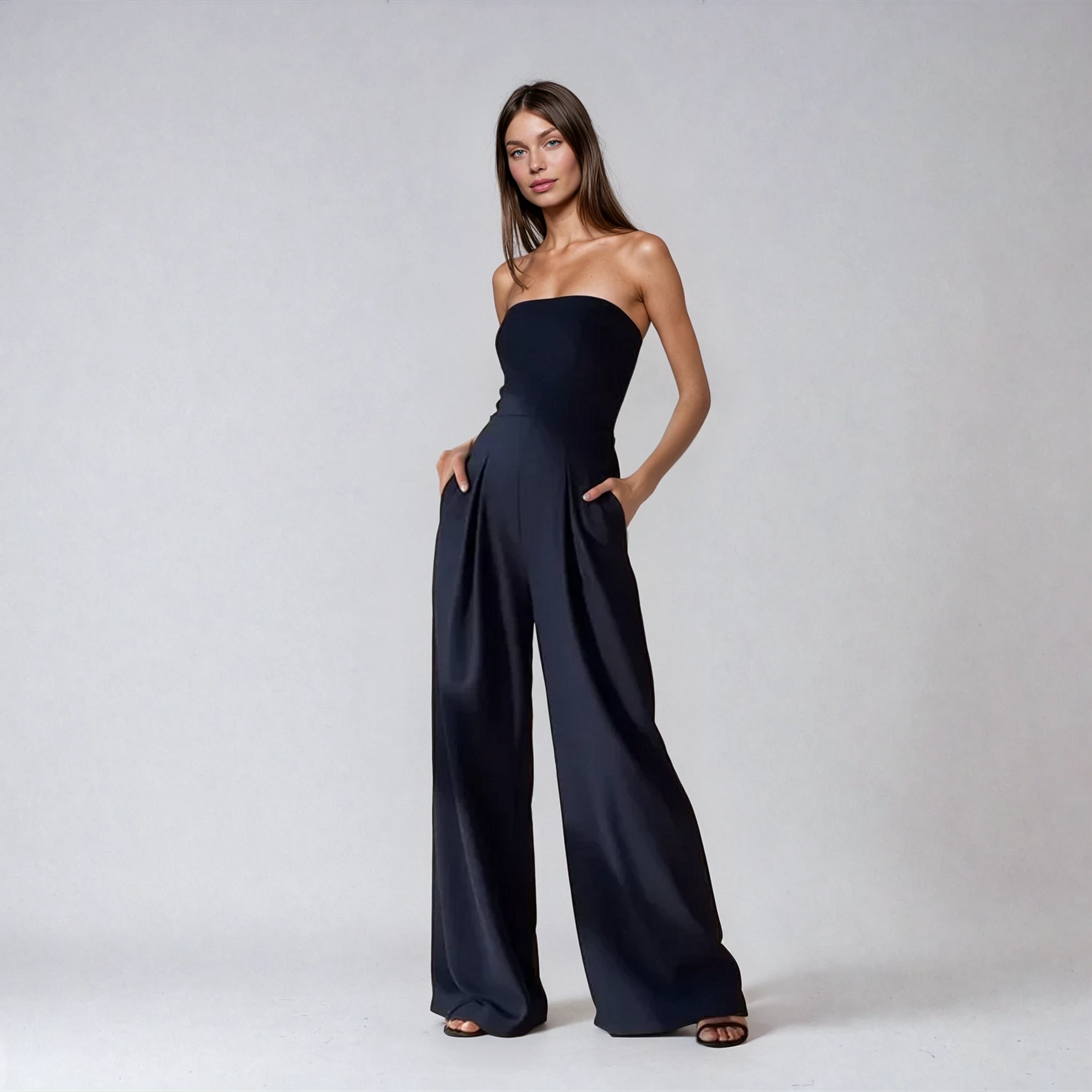 Damen Eleganter Trägerloser Jumpsuit | Weitbeiniger Schnitt
