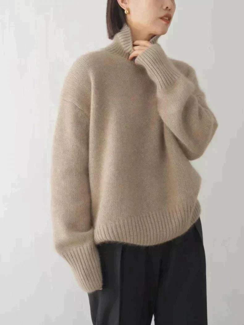 Damen Eleganter Hoher Kragen Pullover | Luxuriös Vielseitig