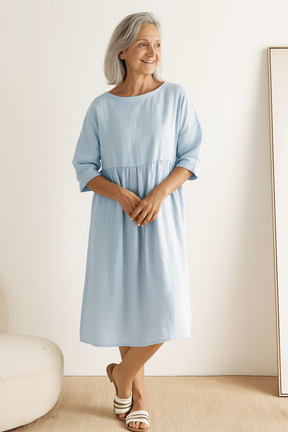 Damen Leichtes Baumwollkleid | Midi