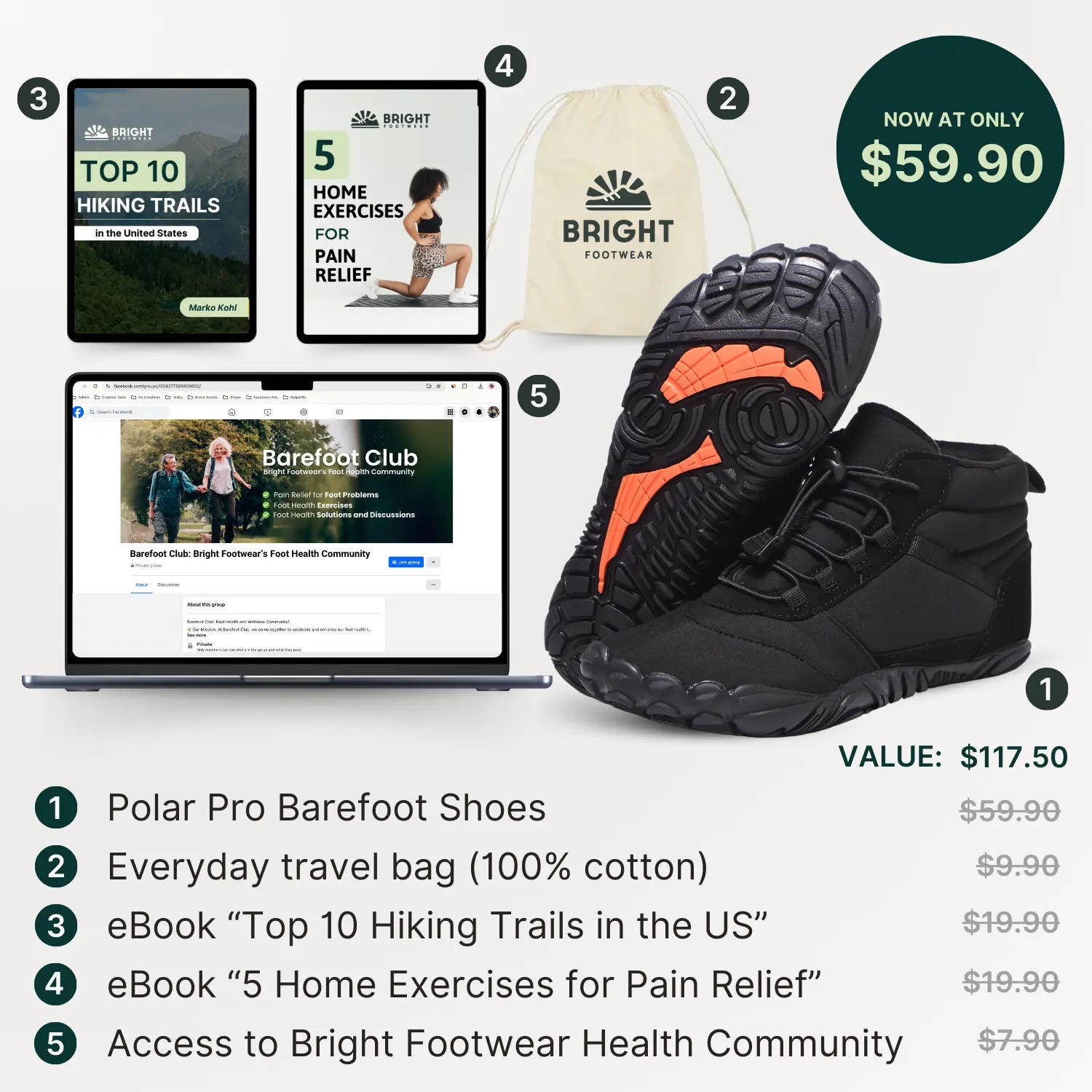 Polar Pro - Rutschfeste & Wasserbeständige Winter Barfußschuhe (Unisex)