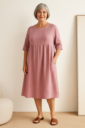 Damen Leichtes Baumwollkleid | Midi