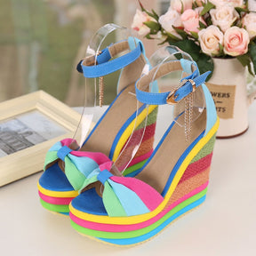 Chiara | Plateau-Sandalen Im Regenbogen-Look