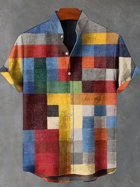 Herren Kreatives Patchwork Hemd | Kurzarm