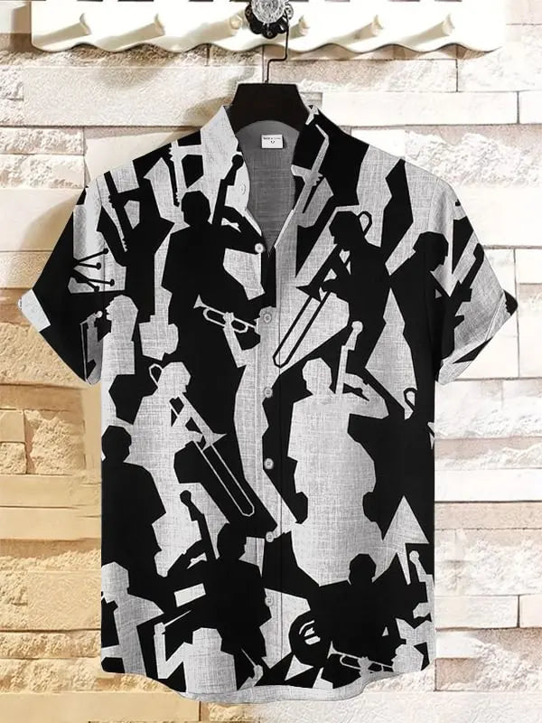 Herren Kreatives Patchwork Hemd | Kurzarm