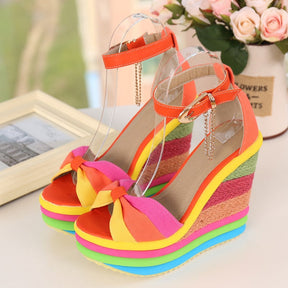 Chiara | Plateau-Sandalen Im Regenbogen-Look