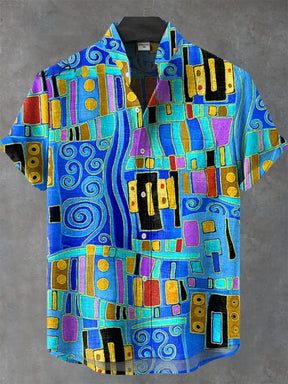 Herren Kreatives Patchwork Hemd | Kurzarm