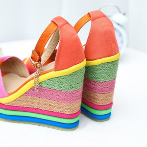 Chiara | Plateau-Sandalen Im Regenbogen-Look