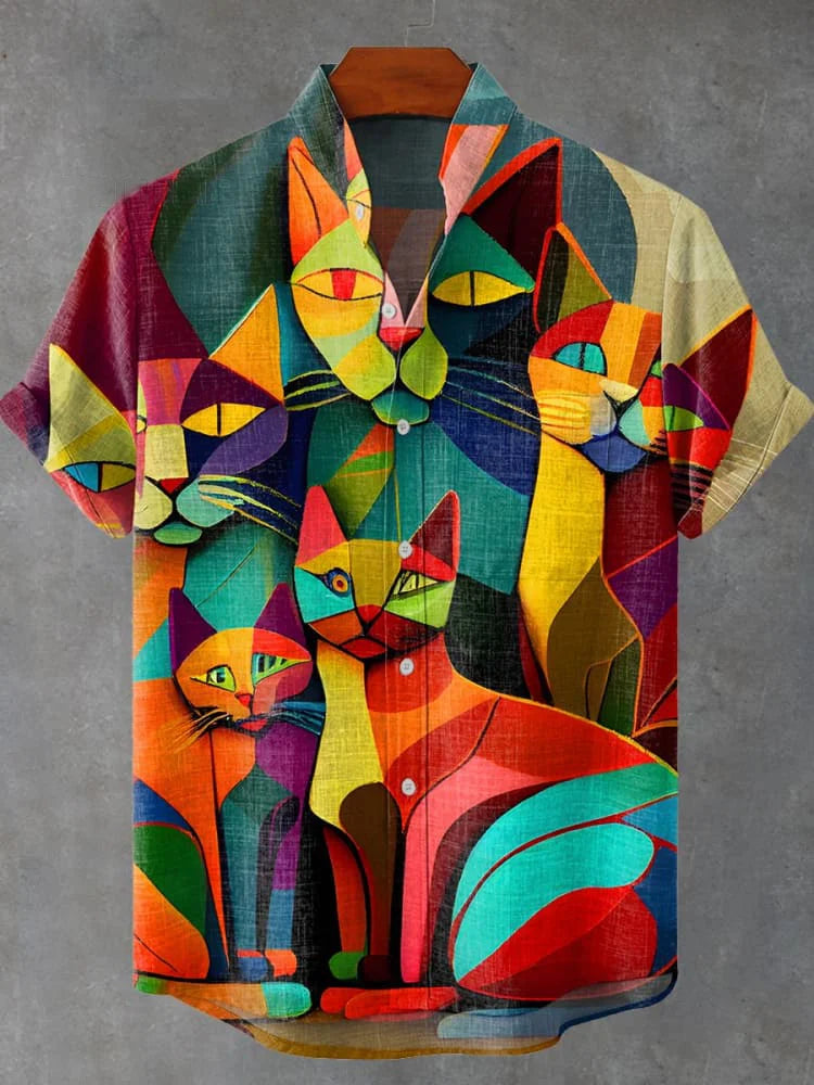 Herren Kreatives Patchwork Hemd | Kurzarm