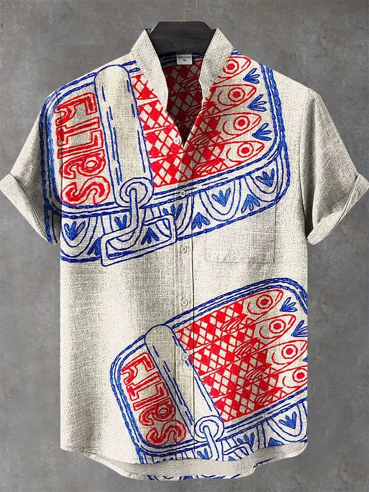 Herren Kreatives Patchwork Hemd | Kurzarm