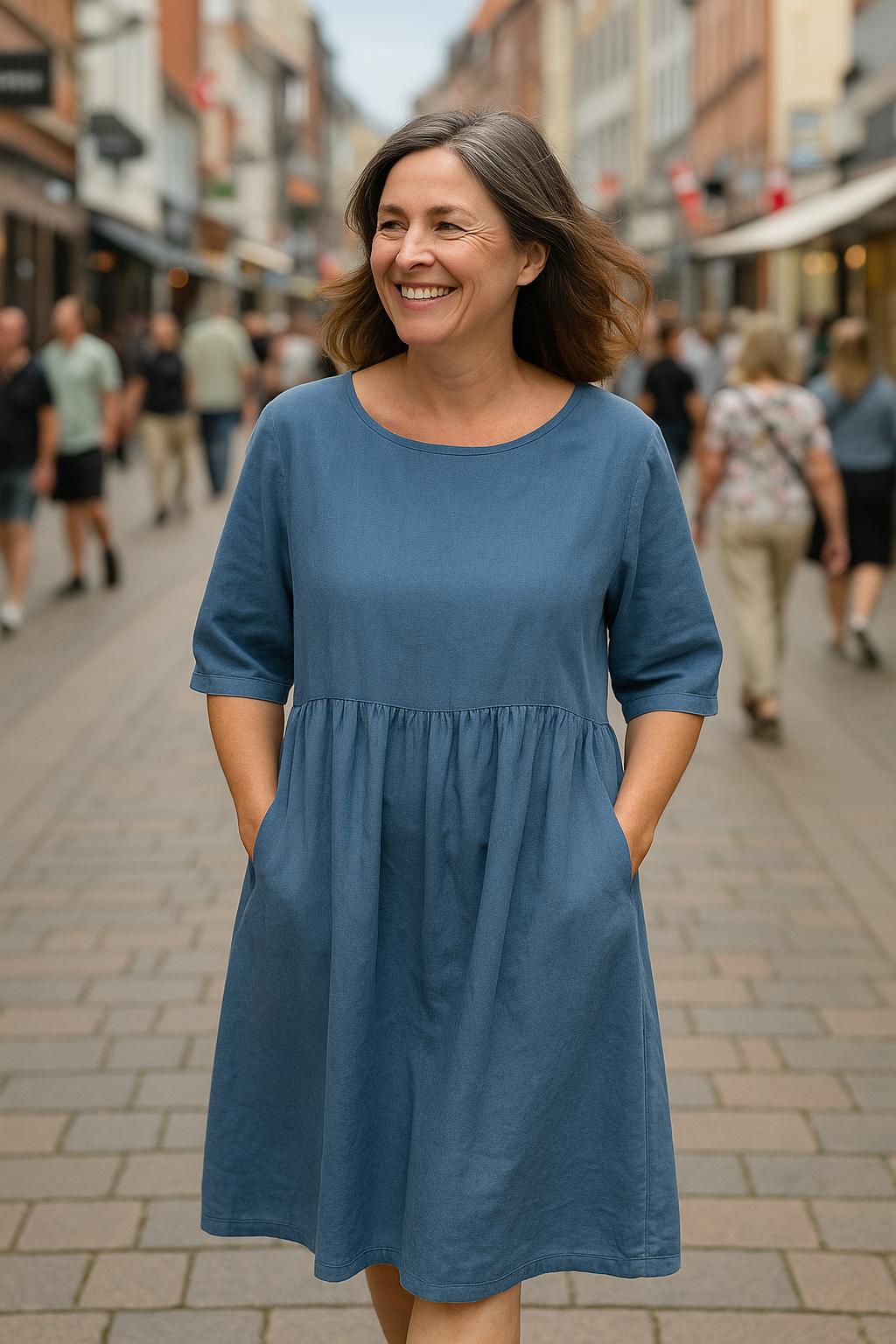 Damen Leichtes Baumwollkleid | Midi