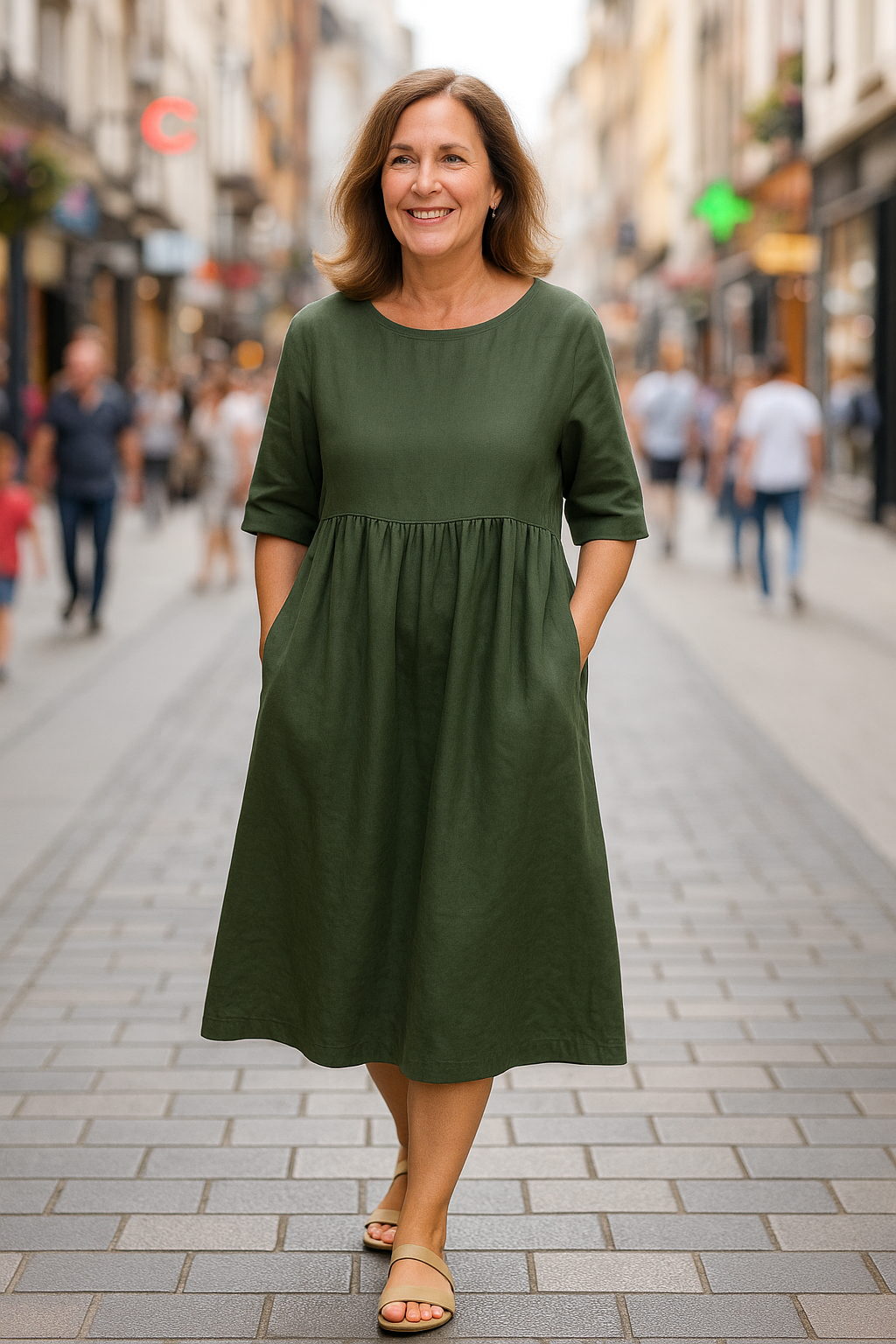 Damen Leichtes Baumwollkleid | Midi