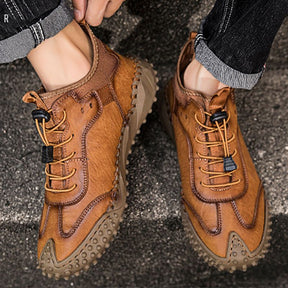 Baskets Décontractées En Cuir Cousues À La Main Pour Hommes