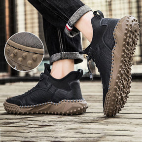 Baskets Décontractées En Cuir Cousues À La Main Pour Hommes