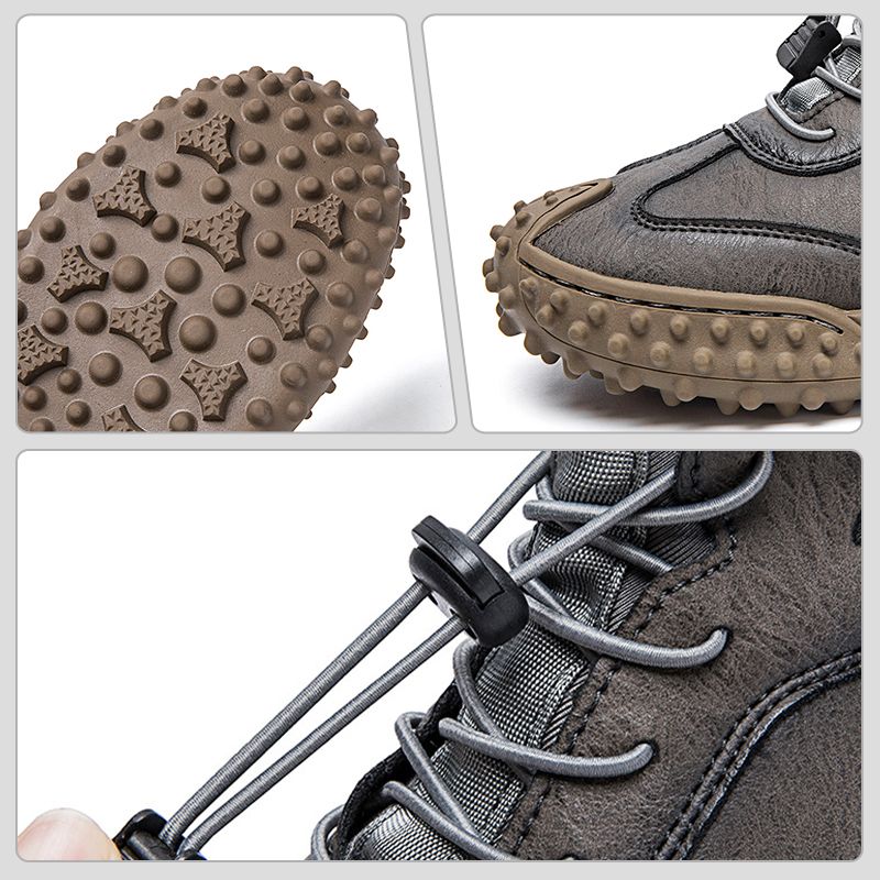 Baskets Décontractées En Cuir Cousues À La Main Pour Hommes