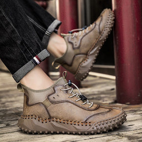 Baskets Décontractées En Cuir Cousues À La Main Pour Hommes