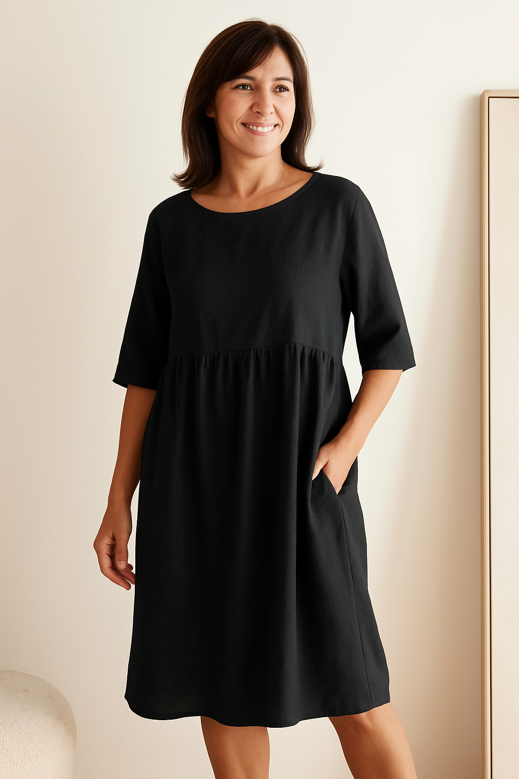 Damen Leichtes Baumwollkleid | Midi